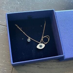 NEW in box Swarovski Symbolica Pendant Necklace Evil Eye Blue Gold-Tone Plated